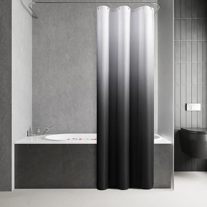 Black Stall Small Shower Curtain Half Size 36x72 in, Narrow Polyester Ombre Shower Curtains for Bathroom, Waterproof Shower Curtain Liner with 6 Hooks,Machine Washable (36 x 72 in, Black) | Ombre Waffle, Shower Curtains with Hook, Water Repellent, Boho...