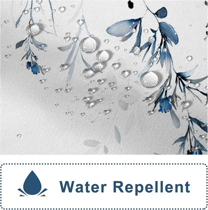 AWERT Blue Plants Shower Curtain with Hooks Watercolor Floral Printed Shower Curtain for Bathroom Washable Bathroom Accessories Bathtub Decor 72x78inch
