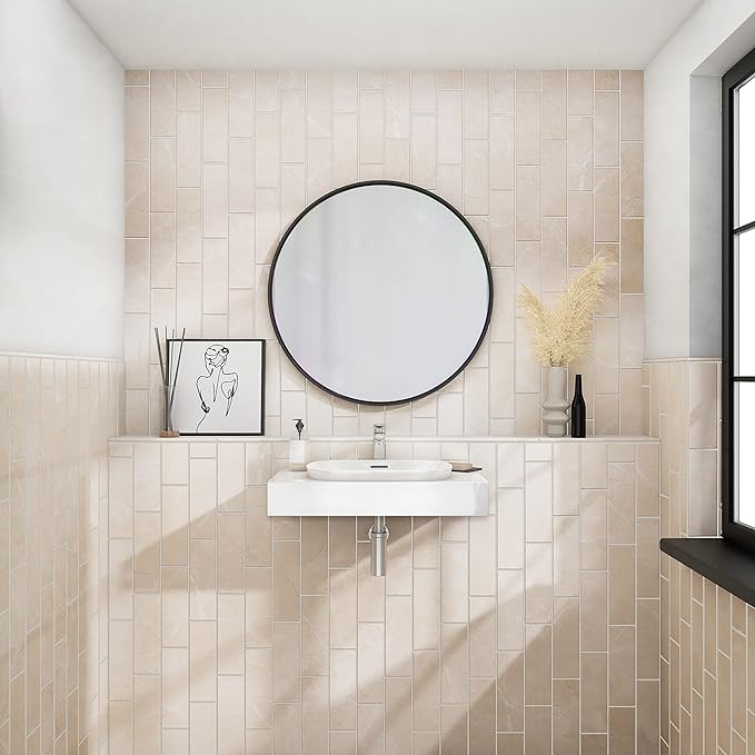 Daltile Perpetuo 4" X 12" Glazed Ceramic Wall Tile in Satin Elegant Beige (28 pieces per carton) (10.64 sqft per carton)