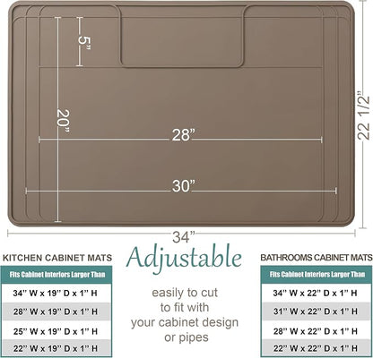 The Original Under Sink Mat - Silicone Waterproof mat, Trimmable, Easy to Clean, Kitchen cabinet liner, Under sink protector mats, Drip Tray with Lip - 34" x 22" or smaller