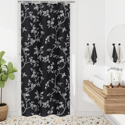 MitoVilla Small Stall Cotton Floral Shower Curtain for Bathroom,36 x 72 | Narrow Half BoHo Cottagecore Spring Shower Curtains, Modern Farmhouse Country Plant Leaves Bathroom Décor, 36 x 72