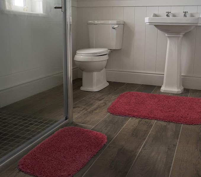 Garland Rug 2-Piece Jazz Shaggy Washable Nylon Bathroom Rug Set, Chili Pepper Red
