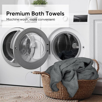HOMEXCEL 6PK Bath Towel Set, 24x48 in, Absorbent&Quick Dry Towels for Hotel | Ultra Soft, Lightweight Towels for Bathroom, Spa and Beauty Parlor, Grey
