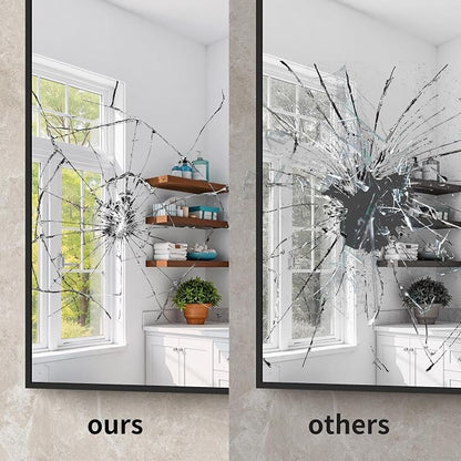 YIROMAN Bathroom Mirror for Wall 48"x36", Large Matte Black Bathroom Mirror with Metal Frame, Rectangular Vanity Mirror with Right Angles, Wall Mirror Hangs Horizontal or Vertical, Shatterproof