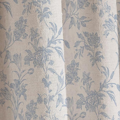 WOUVMA Blue Shower Curtain Floral Cotton Linen Cottagecore Shower Curtain for Bathroom 75" L x 72" W Long