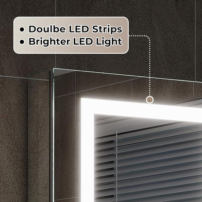 WELLFOR 24" X 30" Bathroom LED Medicine Cabinet with Mirror, Medicine Cabinet with Lights, Bathroom Mirror with Storage, Dimmer, Defogger, Outlets & USB Ports, Right Opening Door