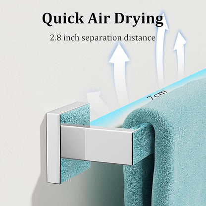 Alise Towel Bar Towel Rack for Bathroom Wall Mount 12 Inch,Polished Chrome | SUS304 Stainless Steel Bathroom Towel Holder, Full Square Towel Rod Towel Hanger for Bathroom Lavatory Kitchen