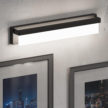LED Bathroom Vanity Light Fixture Over Mirror 24.4 inch Modern Rectangle Black Matte Metal Lighting Bar 4000K Daylight Wall Sconce (Black)