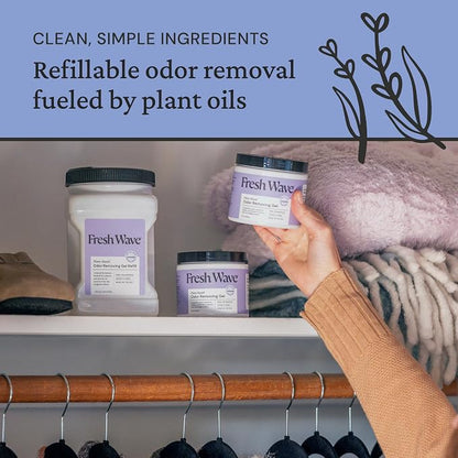 Fresh Wave Lavender Odor Eliminator Gel 2Pk 15 oz - Air Freshener for Home | Lasts 30-60 days. Plant-based odor absorber. No perfumes or harsh chemicals. Bathroom & closet deoderizer. Refills available.