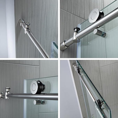 WOODBRIDGE MBSDC6062-C Frameless Sliding Glass Tub Door | 56"-60"W x 62"H | Chrome Finish