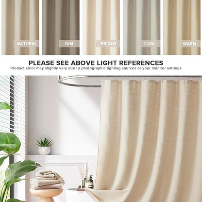 Madison Park Arbor Waffle Extra Long Shower Curtain, 72 x 84, Beige Solid | Adds Privacy, Machine Washable, Farmhouse, OEKO-TEX Certified Bathroom Curtain, 3M Scotchgard Moisture Management