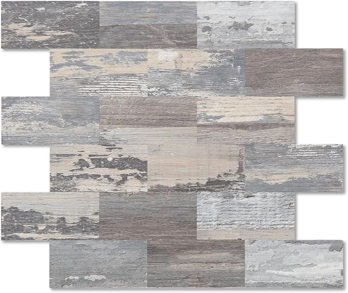 2026 New Upgrade Peel and Stick Backsplash Tile, Peel and Stick 11.34" X 11.57" Wall Tile for Kitchen, Bathroom, Fireplace, Laundry (Light Rustic, 1 Pack)