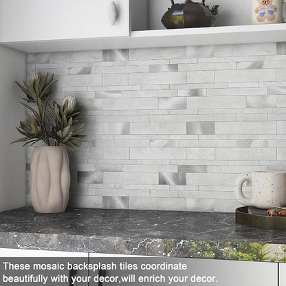 VAOVI Peel and Stick Tile Stone Backsplash for Kitchen Wall(10pcs,C Gray)