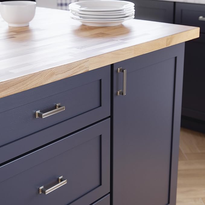 Franklin Brass 10 Pack Polished Nickel Cabinet Handles 3 inch (76mm) Kitchen Cabinet Handles and Drawer Pulls for Cupboards and Dressers | Recessed Square