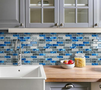 Peel and Stick Backsplash 3D Self Adhesive Marble Wall Tile 10 Sheet | Thick,Blue,Saphire,Sticky,Vinyl,12"x12",Marble,for Kitchen,Bathroom