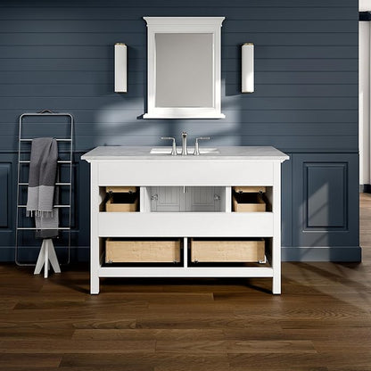 Eviva Britney 48 in. White Single Sink Bath Vanity with Carrara Quartz Top and Undermount Porcelain Sink