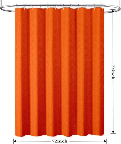 Tititex Solid Burnt Ochre Orange Cloth Fabric Shower Curtain Liner with 2 Magnets - Texture Soft Hotel Quality Shower Liner, Light-Weight & Machine Washable 72x72 inch