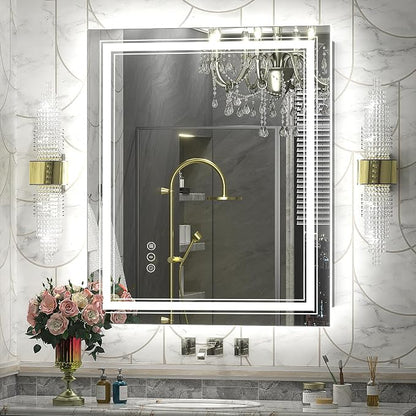 32x36 inch LED Mirror for Bathroom with Backlit and Front lit | Dimmable Illuminated Vanity Mirror with Lights, Anti-Fog, Shatter-Proof, Memory, ETL Listed (Horizontal/Vertical)