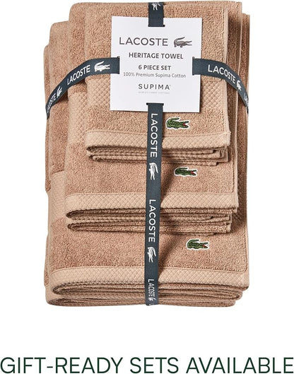 Lacoste Heritage 100% Supima Cotton Tub Mat, Sand, 21" x 31" – Highly Absorbent & Quick Drying, Premium Super Soft Bath Towel, Bathroom Essential, Gift for All Occasions, Machine Washable