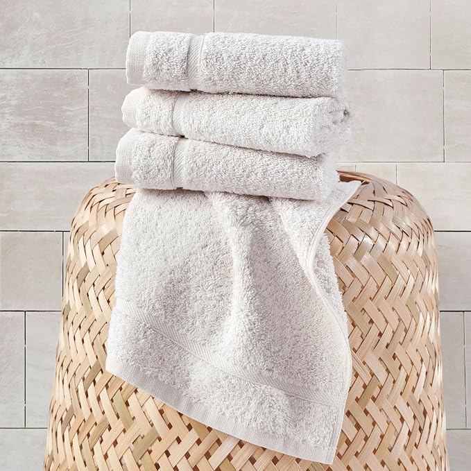 Hawmam Linen Luxury Cotton Washcloths 13x13 Inch - Large Hotel Spa Bathroom Face Towel | 12 Pack | Sea Salt