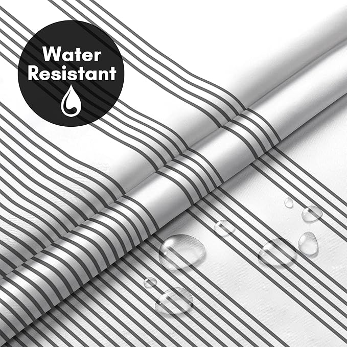 Americanflat 72x75 Hookless Shower Curtain - Water-Resistant Striped Shower Curtain with Sheer Panel, Snap-in Liner, and Durable Grommets - 100% Polyester - Black and White