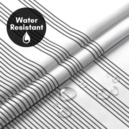 Americanflat 72x75 Hookless Shower Curtain - Water-Resistant Striped Shower Curtain with Sheer Panel, Snap-in Liner, and Durable Grommets - 100% Polyester - Black and White