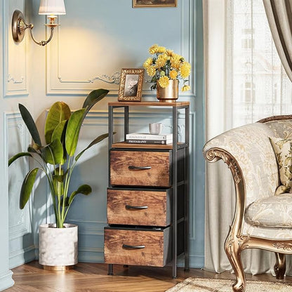 4-Tier Bathroom Floor Cabinet - Free-Standing Corner Storage Organizer, Rustic Brown Narrow Bathroom Storage Cabinet for Living Room, Bathroom