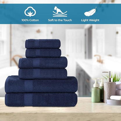 Superior 2-Piece Cotton Bath Sheet Set, Large Towels for Body, Quick Dry, Bathroom Essentials, Guest/Master Bath, Shower, Home Accessories, Apartment, Airbnb, Franklin Collection, Blue