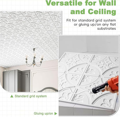 Art3d 12 (Pack of 12) Wall Panel Traditional, White