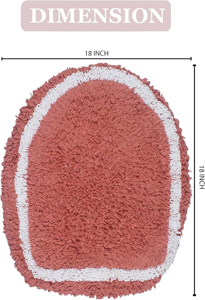 Home Weavers Allure Collection Toilet Lid Seat Cover, Elastic Edges, 100% Cotton Soft Universal Fit for Standard Oblong Round Elongated Bath Room Bowl Lids, Washable, 18"x18" Toilet Lid Cover, Coral