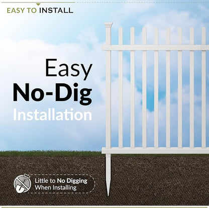 Zippity Burbank Picket Fence Panels, White Vinyl DIY No Dig Kit | 41inH x 44inW, 2 Panels, Temporary Barrier for Backyard, ZP19057