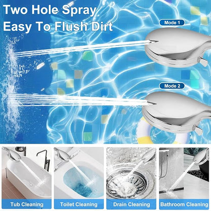 Shower Head,10 mode High Pressure shower head with handheld, Anti-clog Nozzles, Built-in 2 Power Wash to Clean Tub, Tile & Pets, High Flow Hand Held Shower Head, Leakproof 59 Inch Hose&Metal Bracket