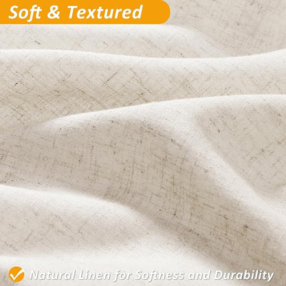 Linen Shower Curtain 72 Inches for Bathroom Beige Double Layer | Natural Ivory Cream, Curtains with Hook, Snap in Liner, Water Repellent, Bath Decor, 1 Panel, 72x72