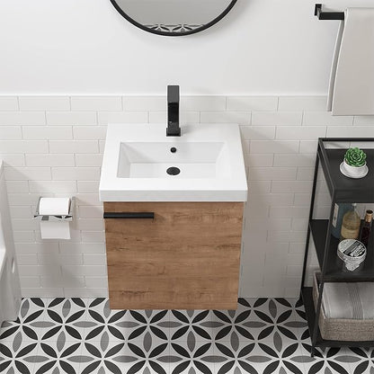 18" Small Bathroom Vanity with Sink, 18 Inch Floating Bathroom Vanity for Small Space, Wall Mounted Cabinet Set
