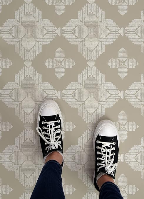FloorPops Cream Sullivan Peel & Stick Floor Tiles, FP4279
