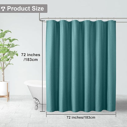 OVZME Berry Turquoise Shower Curtain, Embossed Textured Fabric Shower Curtain for Bathroom - Soft Cloth & Hotel Spa Luxury, Water Repellent, Machine Washable Shower Curtain, 72X72