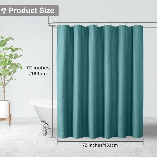 OVZME Berry Turquoise Shower Curtain, Embossed Textured Fabric Shower Curtain for Bathroom - Soft Cloth & Hotel Spa Luxury, Water Repellent, Machine Washable Shower Curtain, 72X72