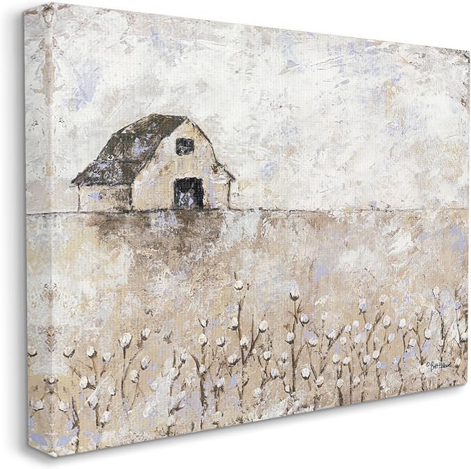 White Barn Distressed Landscape, 16 x 20 Inch Canvas Wall Art | Stupell Industries · By Britt Hallowell · Ready to hang · Rustic farmhouse charm for any room · Made in USA