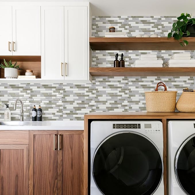 STICKGOO Peel and Stick Backsplash - 10 Sheets of 12”×12” - 3D Self Adhesive Peel and Stick Tile Backsplash for Kitchen & Bathroom