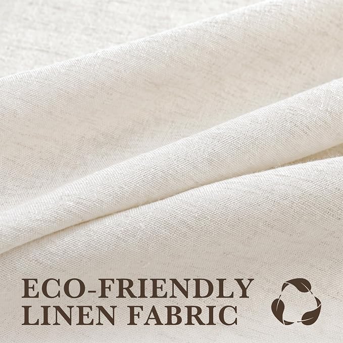 Seasonwood Cream Linen Shower Curtain Farmhouse Bathroom Decor 60x72 Inches | Boho Bathroom Decor,12 Sturdy Stainless Steel Sliding Hangers,Rustic Country Style,Linen Shower Curtains for Bathroom