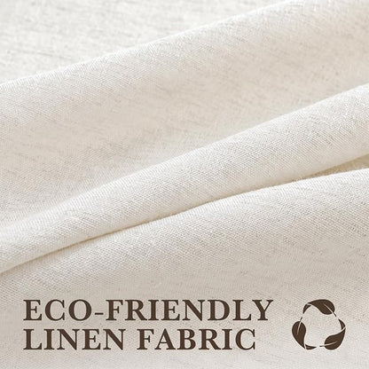 Seasonwood Cream Linen Shower Curtain Farmhouse Bathroom Decor 72x84 Inches | Boho Bathroom Decor,12 Sturdy Stainless Steel Sliding Hangers,Rustic Country Style,Linen Shower Curtains for Bathroom