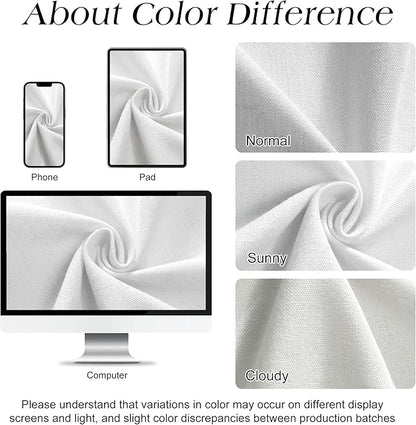 Extra Wide White Shower Curtain, Linen Textured Fabric Shower Curtain Set with Hooks, Simple Elegant Modern Farmhouse Country Ultra Thick Bath Curtains for Bathroom, 108x72