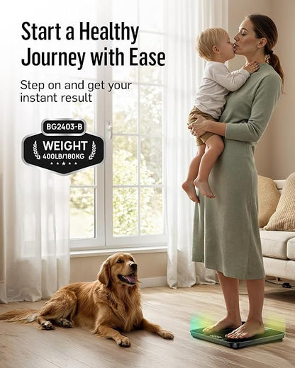 RunStar Digital Bathroom Scale for Body Weight with High Precision, Clear LED Backlight Display, Accurate Scale with Tempered Glass, 400lb