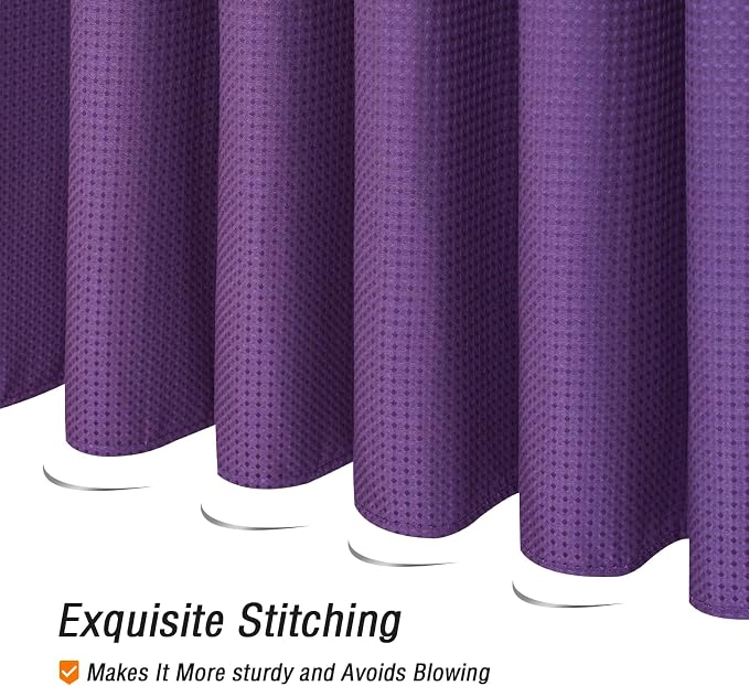 Small Stall Purple Fabric Shower Curtain, 36 x 72 | Narrow Half Cloth-Textured Shower Curtain for Bathroom, Water Repellent, Machine Washable