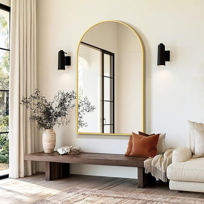 Arched Bathroom Mirror, Gold, 50"x30"