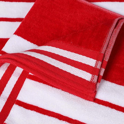 Superior Cotton Cabana Striped Beach Towels, Colorful Towels for Adult, Kid, Pool, Swimming, Sand, Travel, Large Oversized, Absorbent, Fast Drying, Bath Basics, Cabana Collection, 1 Piece, Red