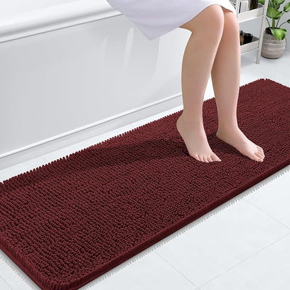 OLANLY Bathroom Runner Rugs 59x20, Extra Soft Absorbent Chenille Bath Rugs | Andorra Red-Brown, Quick-Drying Rubber Backing, Machine Washable Long Bath Mat for Bathroom Floor, Tub and Shower, Home Decor
