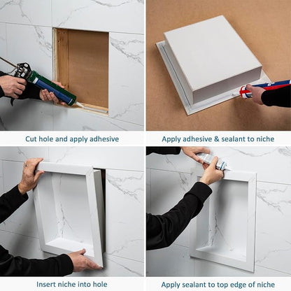 Palisade 17.5 in x 15.5 in Vinyl Shower Niche Rain Cloud | Waterproof Shower Insert
