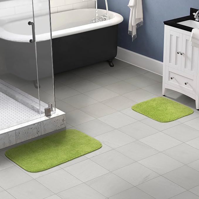 Garland Rug Traditional Nylon Washable Lime-Aid 2 Bath Rugs (17" X 24", 21" X 34") - Soft, Absorbent, and Stylish for Your Bathroom