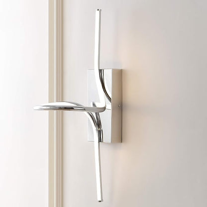 JONATHAN Y Sketch 9" Integrated LED Abstract Metal Vanity Sconce, Chrome | Dimmable Hardwired Wall Lamp, ETL Listed Modern Minimalist Decor, Bathroom Mirror Light, 18W 1040 Lumens